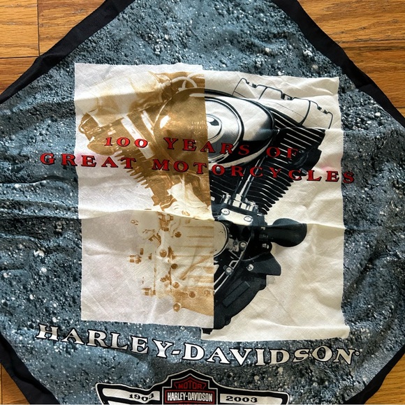 Cool Vintage Harley Davidson 100th Anniversary Bandanna with engine cut-out - Picture 4 of 16